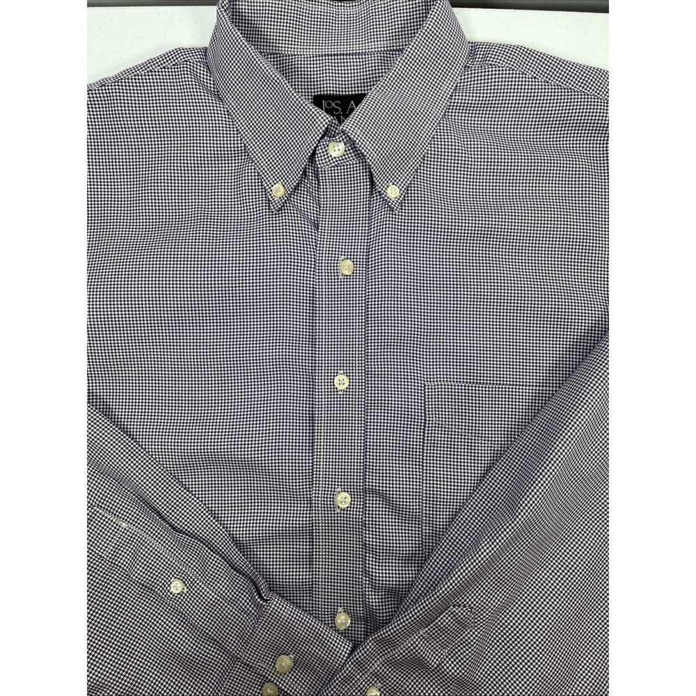 Jos A Bank‎ Traveler Collection Purple Houndstooth Tailored Fit Shirt Size XL